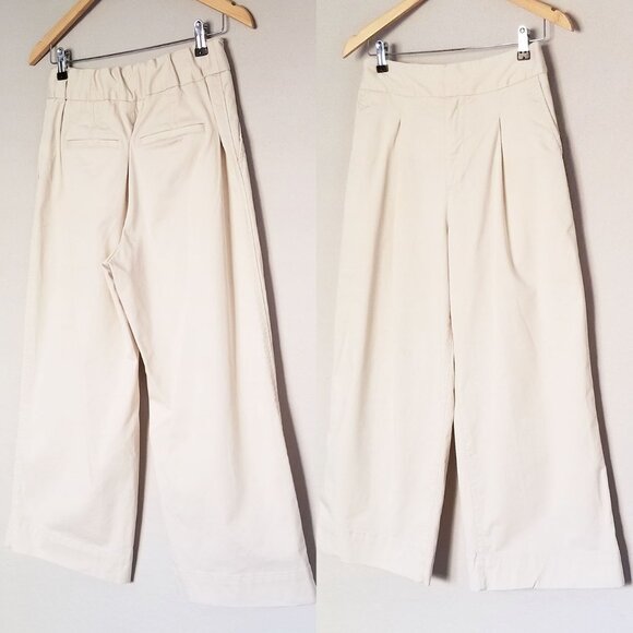 Gap Women 8 High Rise Wide-Leg Khakis with Washwell French Vanilla Cream Cropped - Picture 14 of 14
